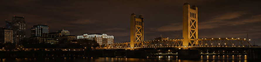 California city skyline at dusk